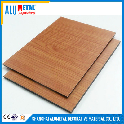 Panel Komposit Aluminium Kayu 2440mm 3mm Anodized Untuk Dinding Eksterior