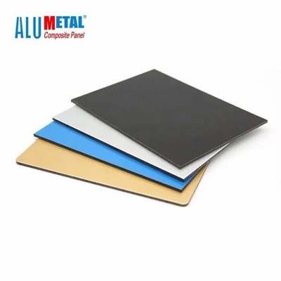 2mm Logam Dekoratif Lembaran ACP Exterior Gloss Alumetal Composite Panel Hitam Putih Biru