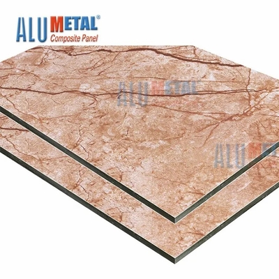 Pola Marmer Coklat Tertutup Aluminium Composite Panel Dinding Eksterior 3D