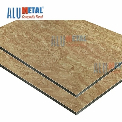 Pola Marmer Coklat Tertutup Aluminium Composite Panel Dinding Eksterior 3D