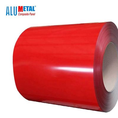 3 Lapisan Dicat Aluminium Coil Coating Aluminium 1500mm Tahan Panas H22 Plesteran Timbul SGS