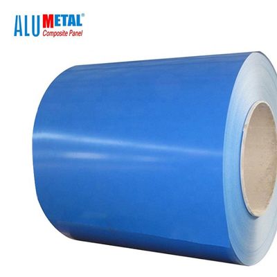 3 Lapisan Dicat Aluminium Coil Coating Aluminium 1500mm Tahan Panas H22 Plesteran Timbul SGS