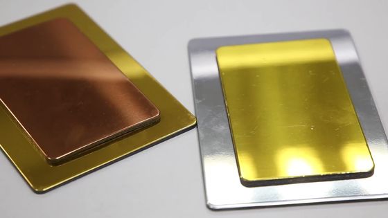 Anodized 4mm 5086 Cermin Aluminium Composite Panel Emas 1570mm Lembar
