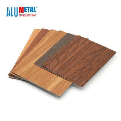0.05mm 6061 Bertekstur Kayu Finish Aluminium Composite Panel Plat 5000mm