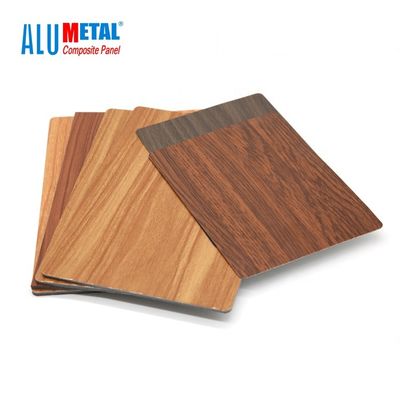 3mm Kayu Aluminium Composite Panel PE 0.3mm ACP Sheet Tahan Api 3D Gloss