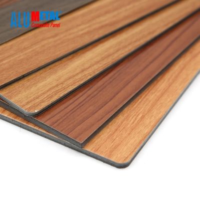 3mm Kayu Aluminium Composite Panel PE 0.3mm ACP Sheet Tahan Api 3D Gloss