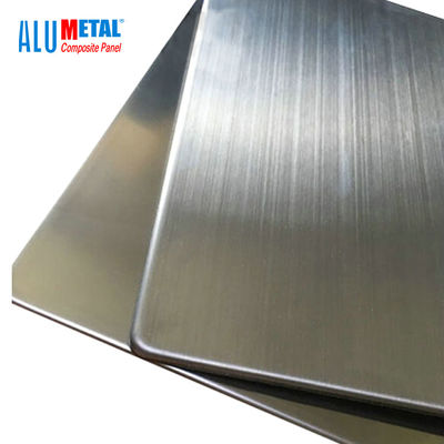 1000MM PE Dekoratif Aluminium Composite Cladding Panel Lembar Stainless Steel 6mm FEVE