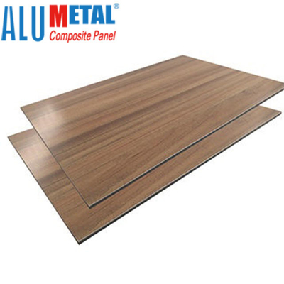 Panel Komposit Aluminium Kayu Disikat 5mm Mengkilap Tinggi