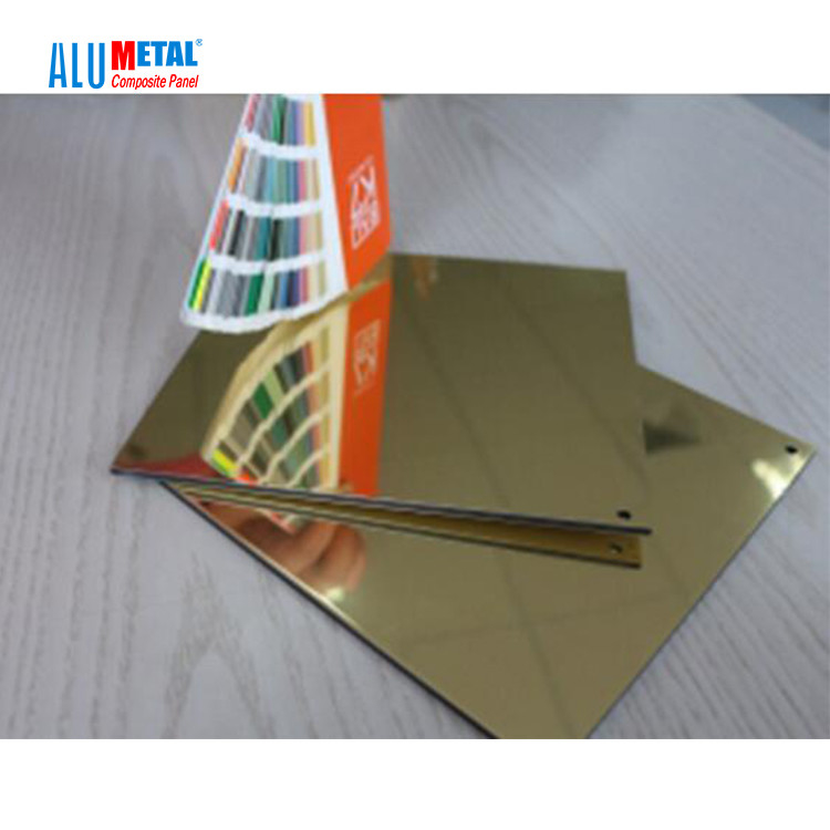Golden Mirror Aluminium Composite Panel 2440mm ACM Ldpe Core Dinding Internal