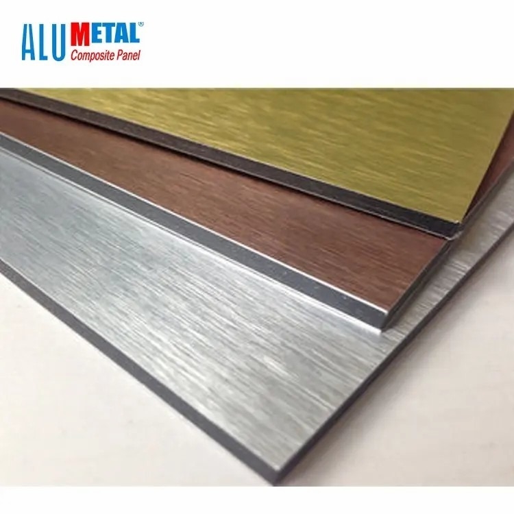 Alumetal Brushed Bahan Bangunan Interior ACP Panel Dinding Dekoratif Warna Matte