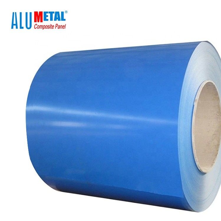 3 Lapisan Dicat Aluminium Coil Coating Aluminium 1500mm Tahan Panas H22 Plesteran Timbul SGS
