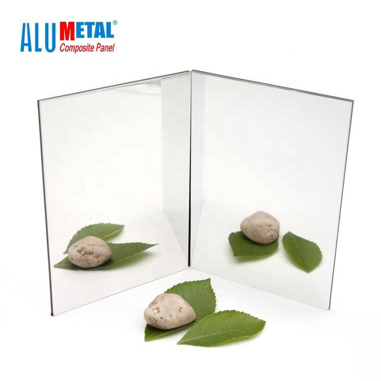 Perak A2 FR Cermin Aluminium Composite Panel 1220mm Wall Cladding ACP 0.5MM